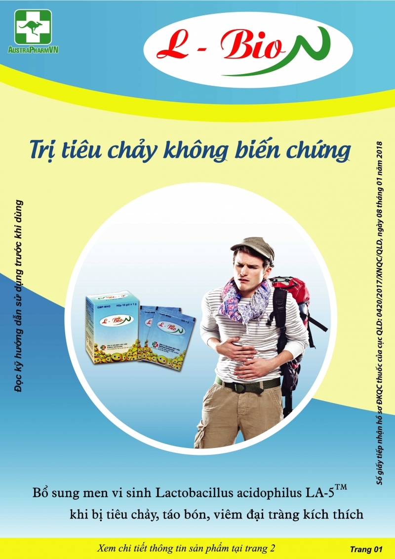 L-BIO-N (Thuốc bột uống) Hỗ trợ phòng ngừa và điều trị tiêu chảy, táo bón, viêm đại tràng kích thích