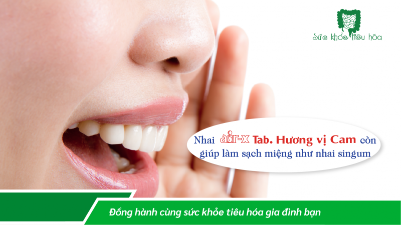 AIR-X TAB. HƯƠNG VỊ CAM (Viên nén) Giúp giảm đầy hơi và chướng bụng sau khi ăn